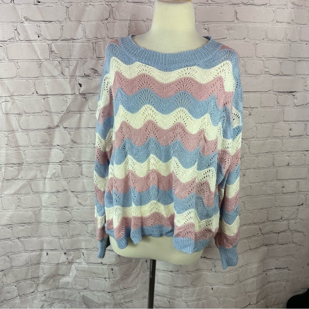 entro boutique Striped Sweater boxy over-sized womens S layering feminine